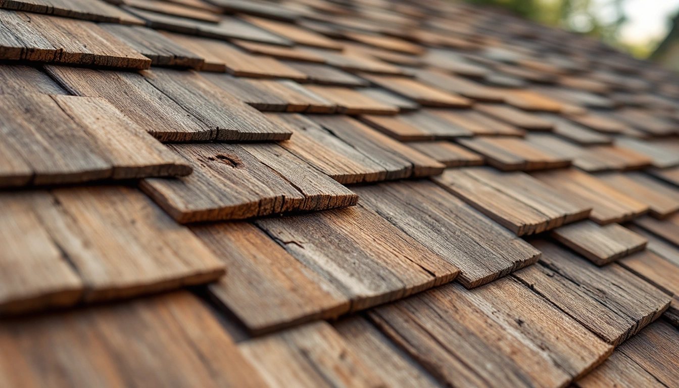 Rows of brown wood roof pieces