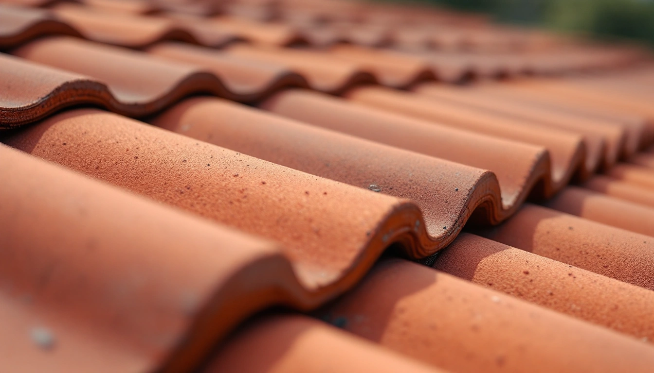 Curved terracotta roof tiles