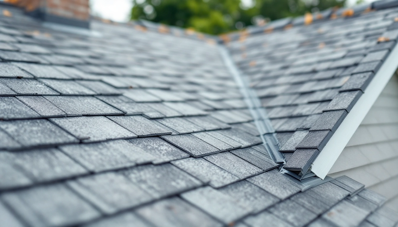 Rows of gray shingles on a pitched roof