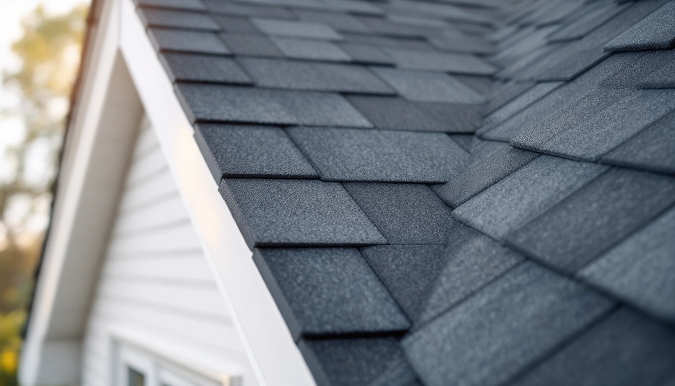 Gray shingles beside a white gable edge