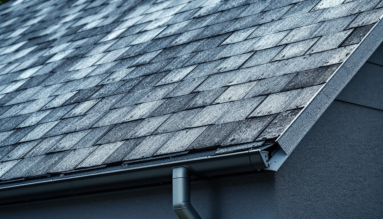Rows of gray shingles on a pitched roof
