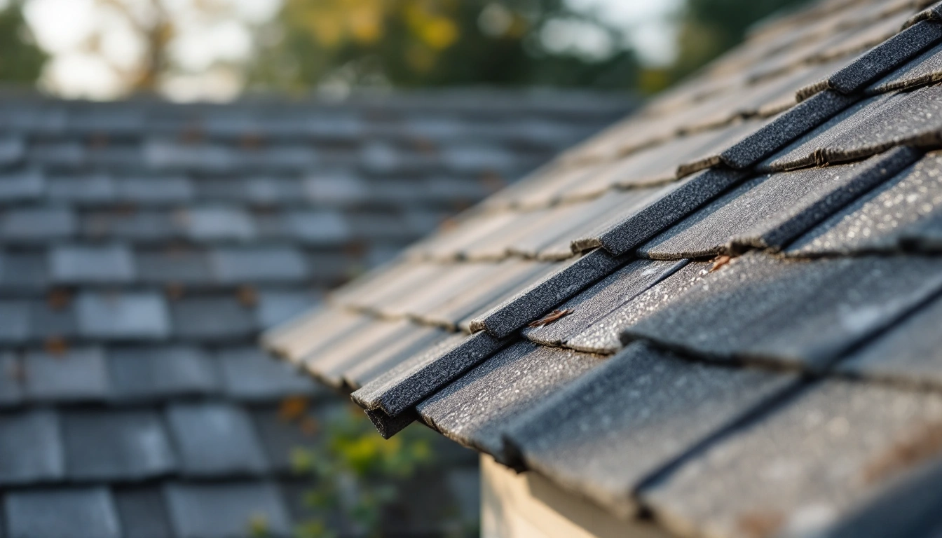 Rows of gray shingles on a pitched roof