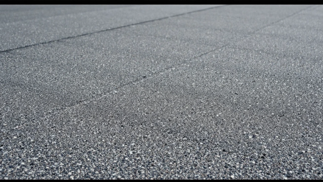 Gray granulated cap-sheet membrane surface with broad overlapping strips