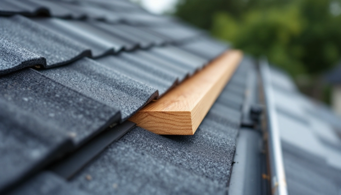 Wood visible beneath a dark roof edge