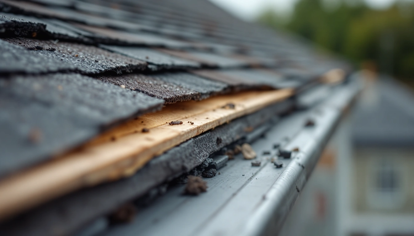 Roof edge with exposed weathered wood
