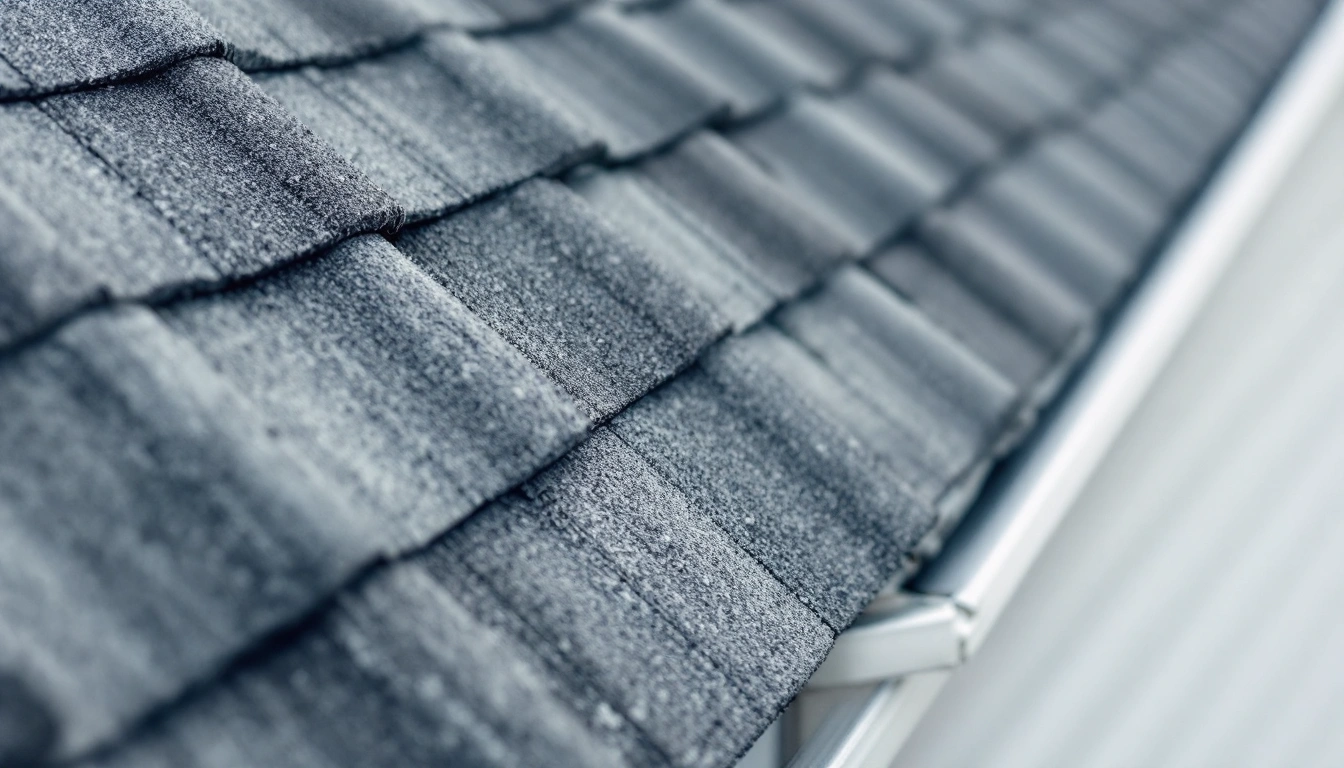 Rows of gray shingles on a pitched roof