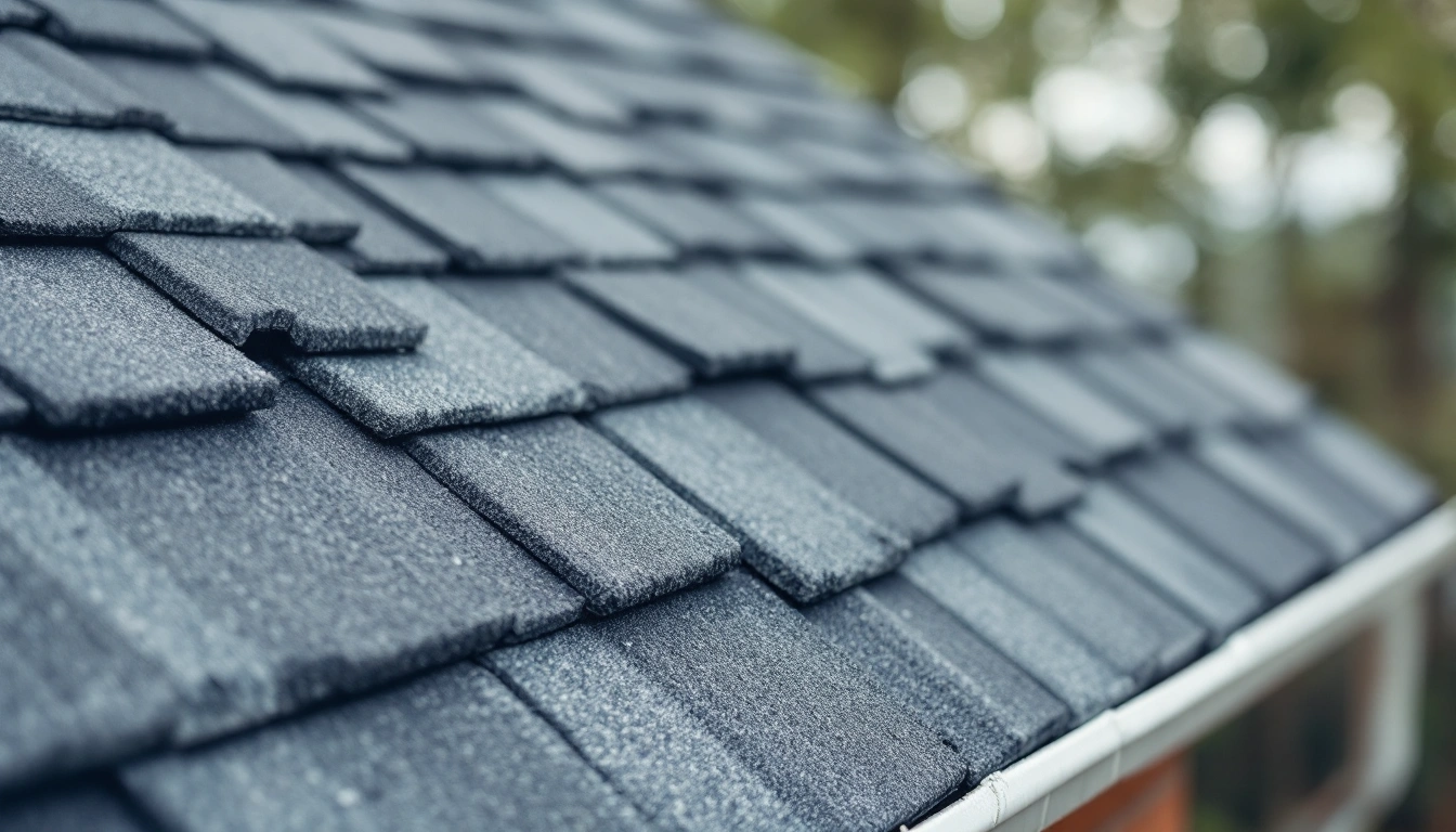 Rows of gray shingles on a pitched roof