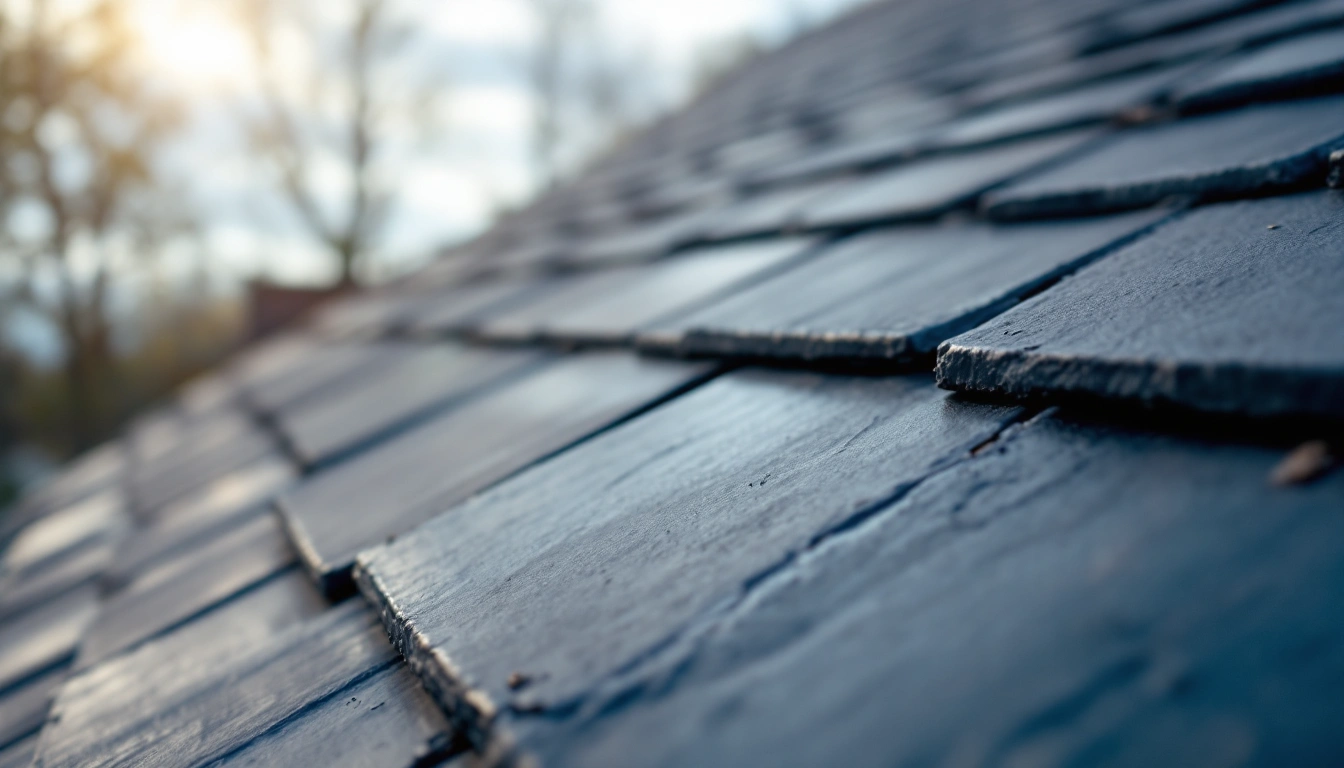Rows of dark flat roof pieces
